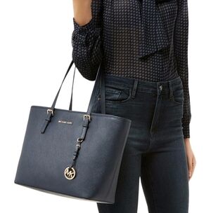 Michael Kors Shoulder Bag Jet Set Travel Leather Top Zip Tote Navy NEW WITH TAG!